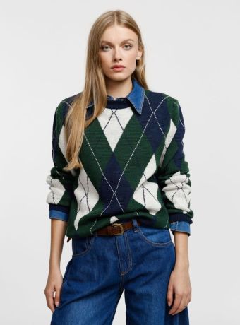 Maglione girocollo fantasia rombi vestibilità regular