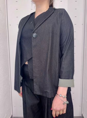 giacca in cotone effetto denim